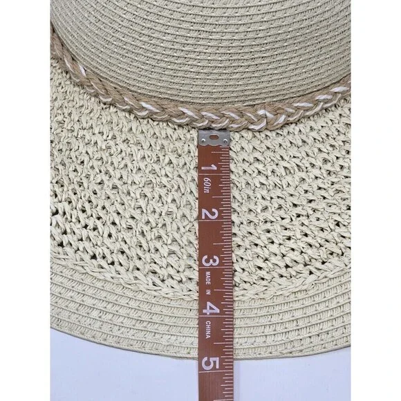 NWT J. CREW STRAW HAT WITH ROPE NATURAL BEIGE WOVEN PAPER WOMEN S/M WIDE BRIM - Picture 12 of 12